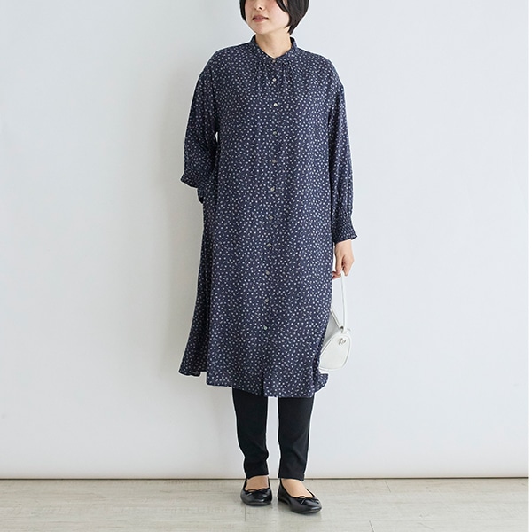 フラワープリント前開きワンピース