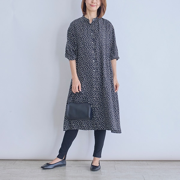 フラワープリント前開きワンピース