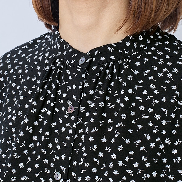 フラワープリント前開きワンピース