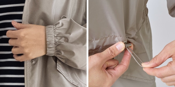 袖口のゴムとドロスト