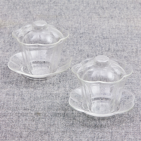 耐熱ガラス 蓋つきカップ&ソーサー2個セット