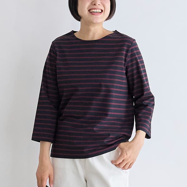 ボーダー七分袖Tシャツ
