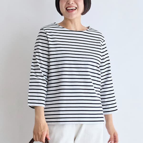 ボーダー七分袖Tシャツ