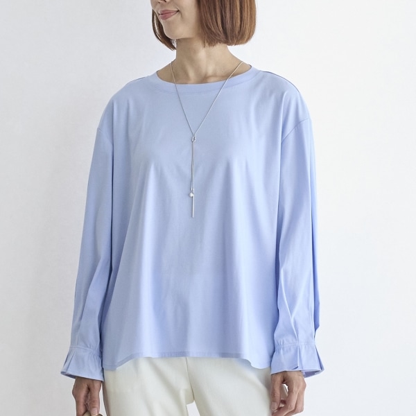 スーピマコットン袖口フリルブラウス