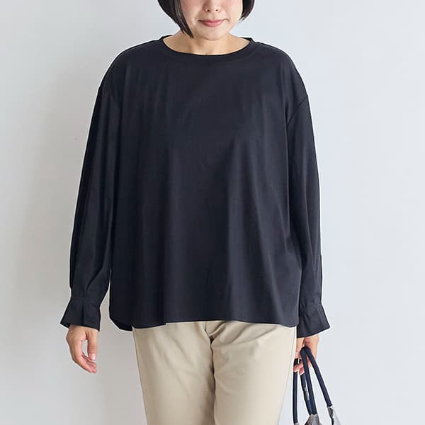 スーピマコットン袖口フリルブラウス