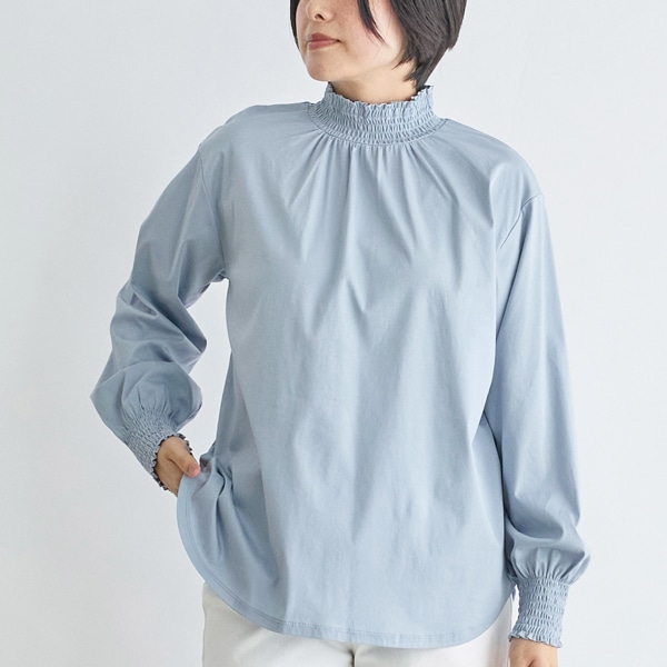 コットンシャーリングフリルブラウス