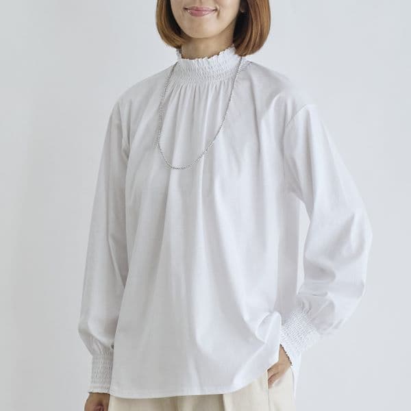 コットンシャーリングフリルブラウス