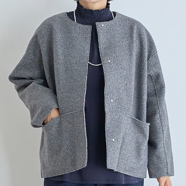 ブークレノーカラーショートコート