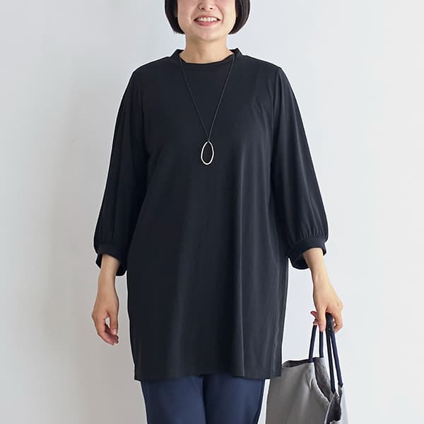 強撚スムースバックプリーツチュニック