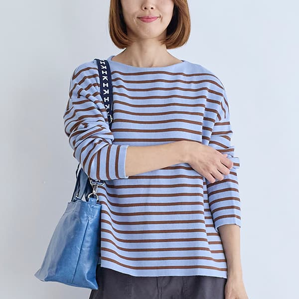 コットンニットボーダープルオーバー