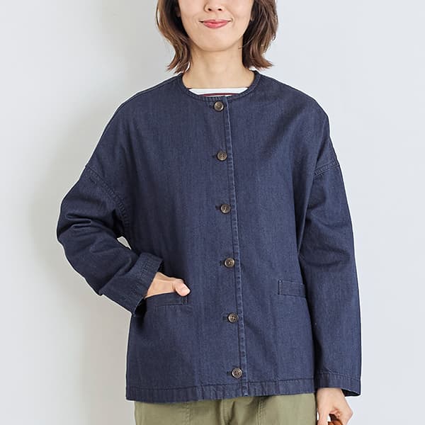 デニムノーカラージャケット