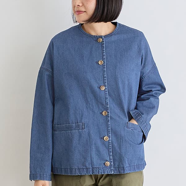 デニムノーカラージャケット
