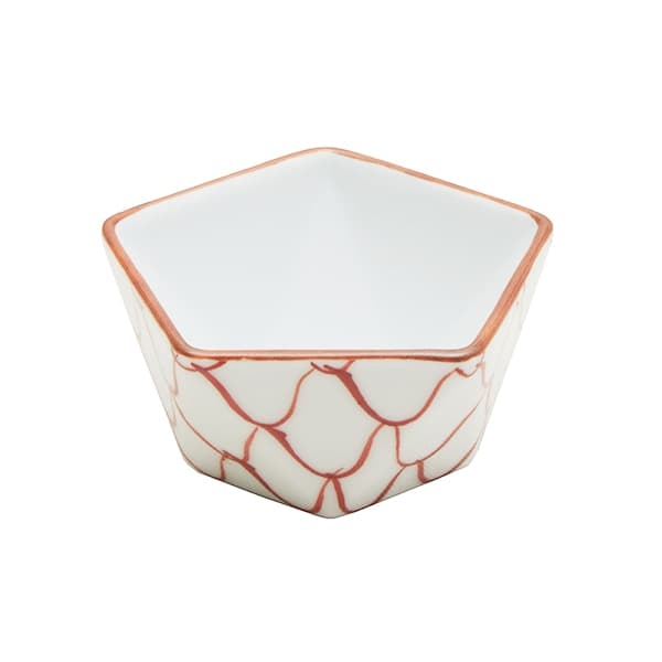 波佐見焼 網目五角豆小鉢 赤