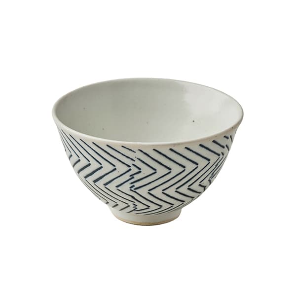 波佐見焼 ヘリンボーン飯碗 青