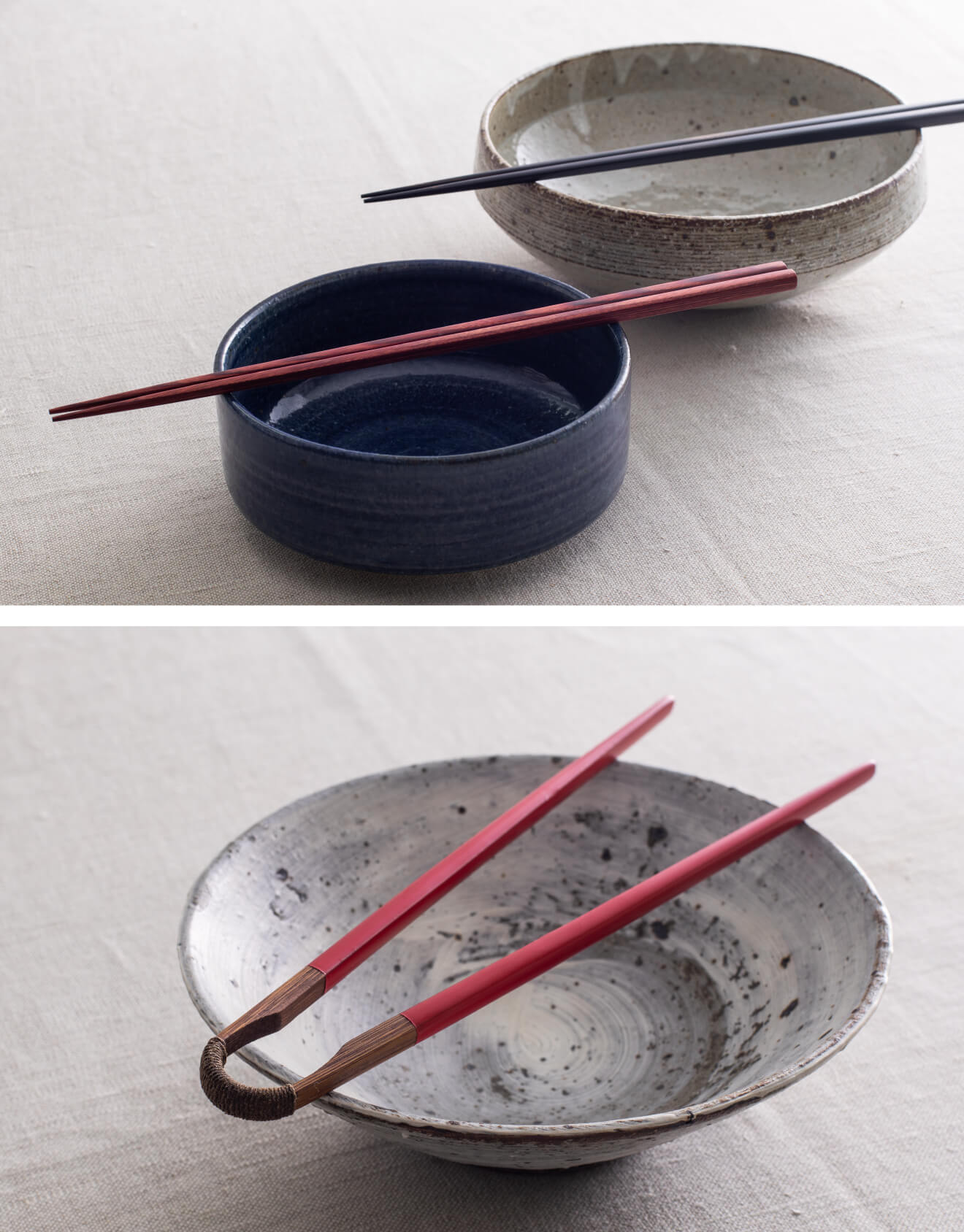 朱塗りの平鉢　取り箸付き