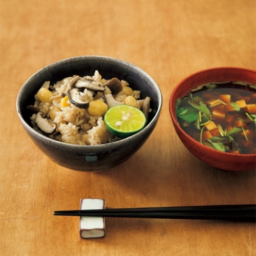 きのことぎんなんの炊き込みごはん