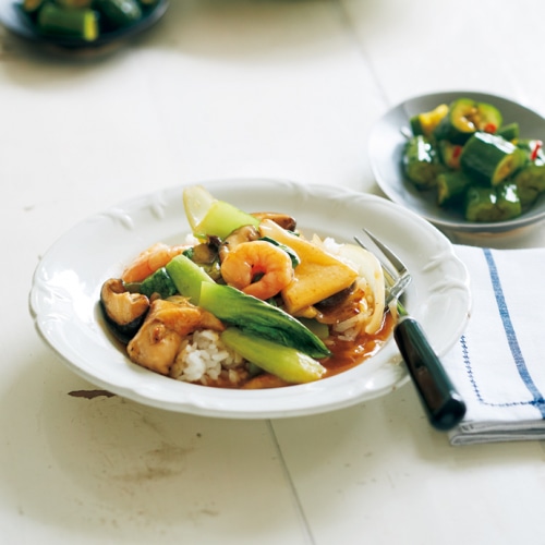 エビとたけのこの和風あんかけ丼