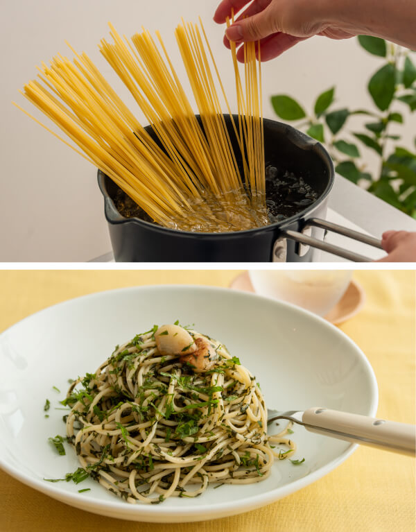 さっとパスタをゆでて手軽に満腹ひとりランチ