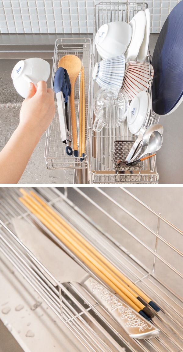 スライド水切りカゴ タテ置き 幅15cm